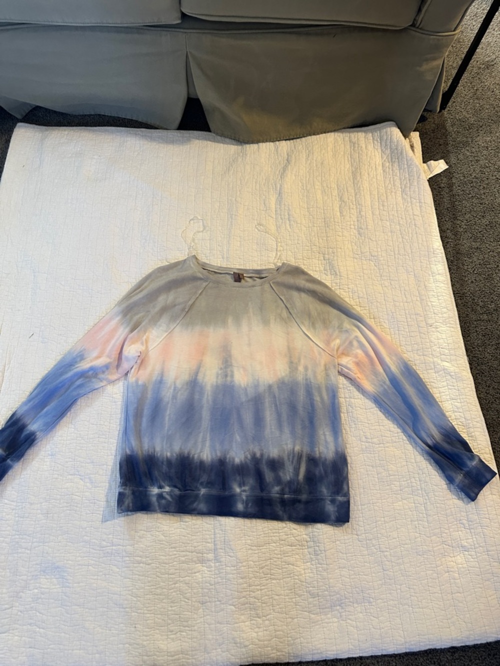 Tie-Dye Long Sleeve Tee in Blue, Pink, and Gray